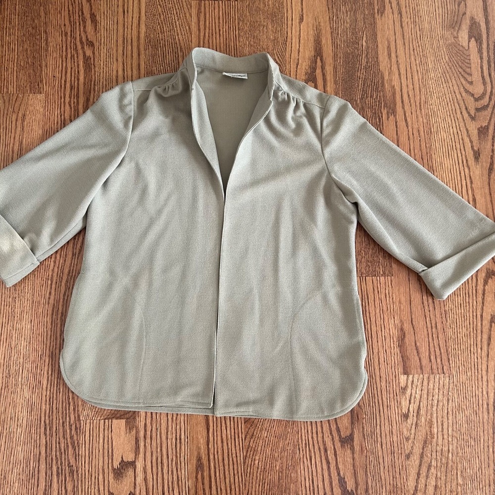 Preception Women's Jacket size 18 L color Olive open Front 3/4 Sleeves